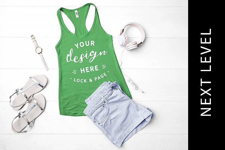 Kelly Green Tank Top Mockup Next Level 1533 Racerback Vest