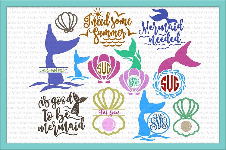Mermaid elements words bundle craft cutting files