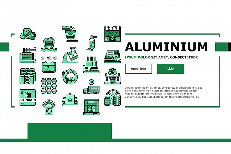 Aluminium Production Landing Header Vector