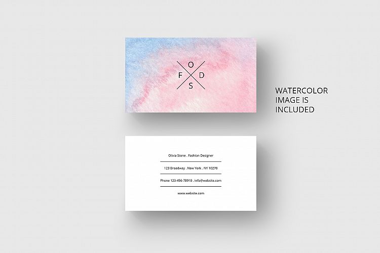 Business card template with watercolor
