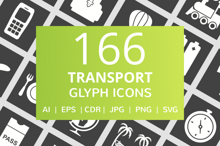 166 Transport Glyph Inverted Icons