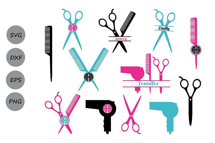 Hairdresser SVG Cut Files, Hairstylist SVG, Hairdresser Monogram SVG, Hairdresser Scissors Svg, Dxf, Svg, Silhouette Svg, Commercial Use.