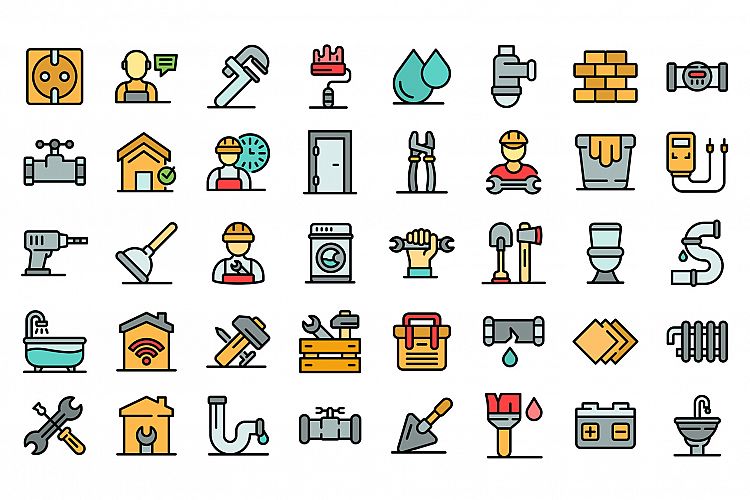 Repairman icons set vector flat example image 1