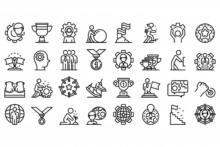 Effort icons set, outline style example image 1