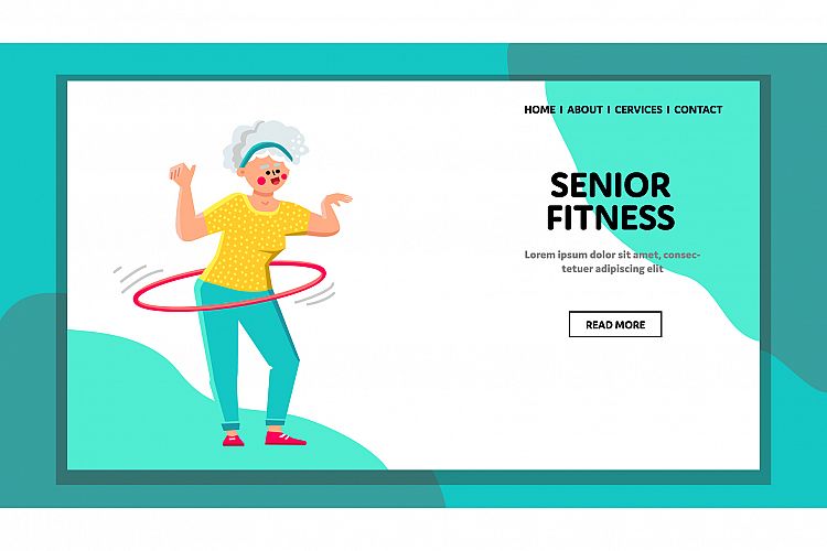 Woman Senior Fitness Active Time In Gym Vector example image 1