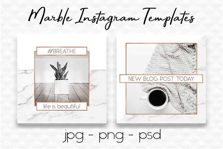 Marble & Rose Gold Instagram Templates