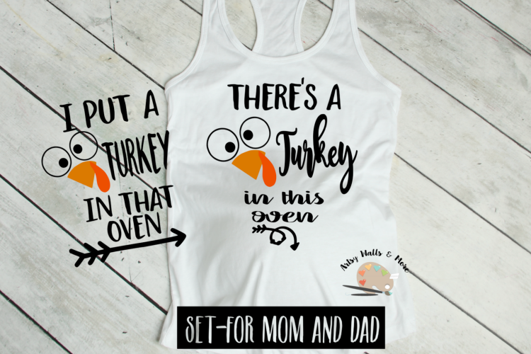 Turkey in this oven svg cut file, Maternity Thanksgiving svg