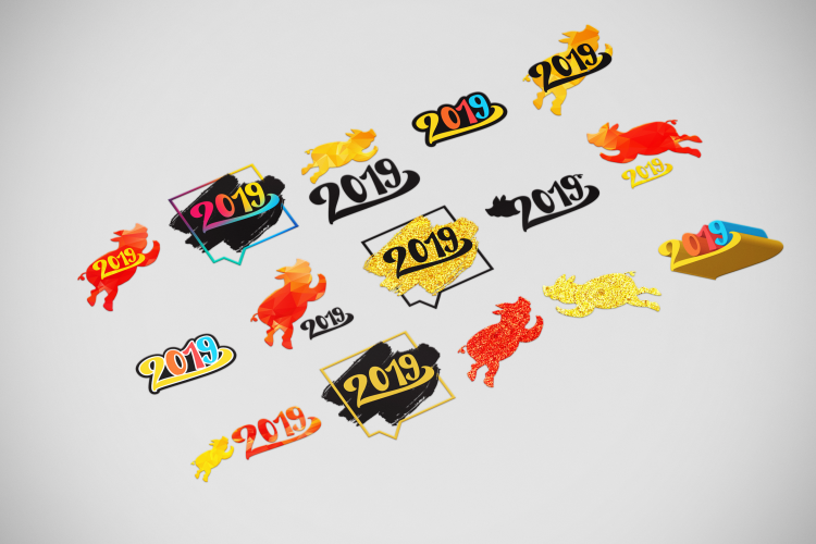 2019 New Year Symbols Set