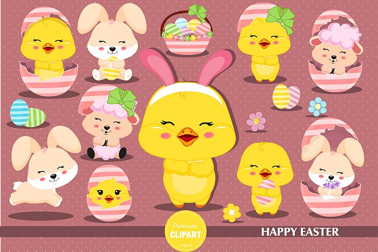 Easter chick  illustrations, Easter graphics