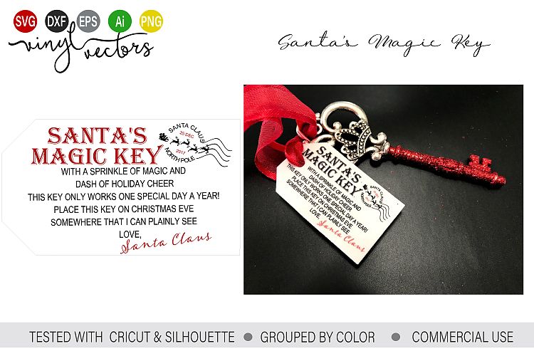 Santas Magic Key SVG DXF PNG cut file