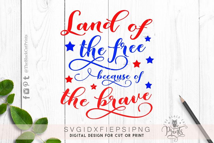 Land Of The Free Because Of The Brave Svg Png Eps Dxf 18705 Cut Files Design Bundles