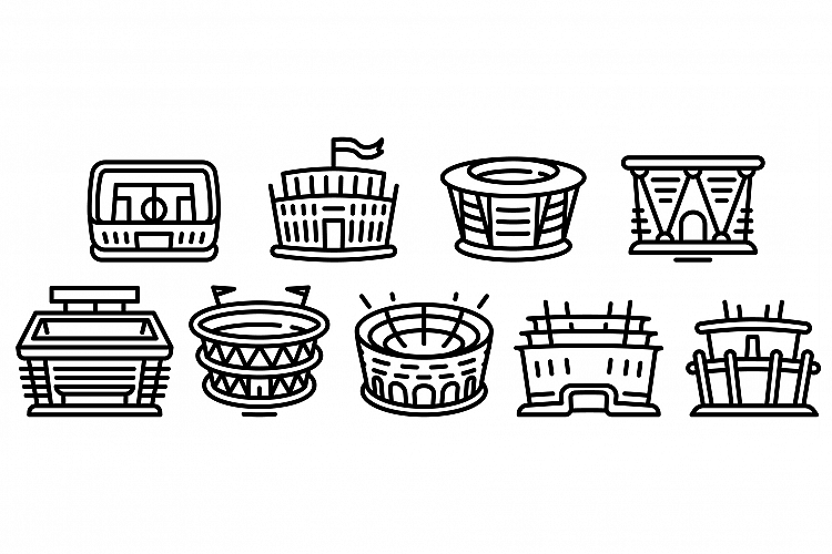 Arena icons set, outline style example image 1
