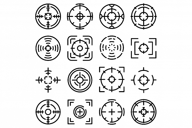 Focus icons set, outline style example image 1