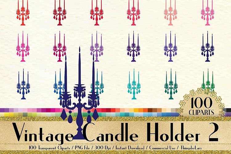 100 Vintage Candle Holder Clip Arts, Antique, Chandelier