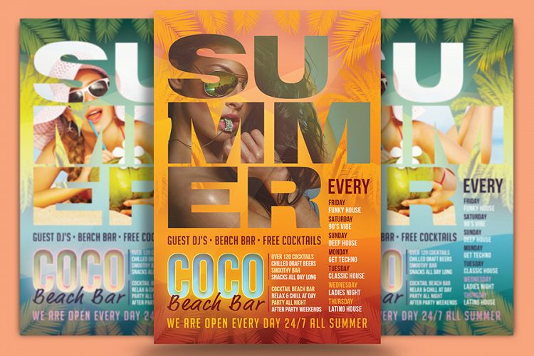 Coco Beach Bar Flyer Template