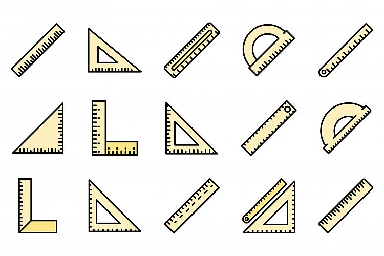 Ruler icons set vector flat example image 1