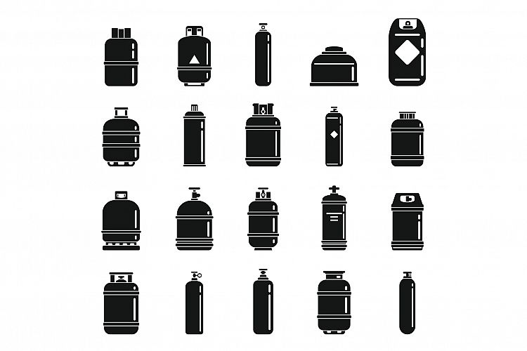 Gas cylinders bottle icons set, simple style example image 1