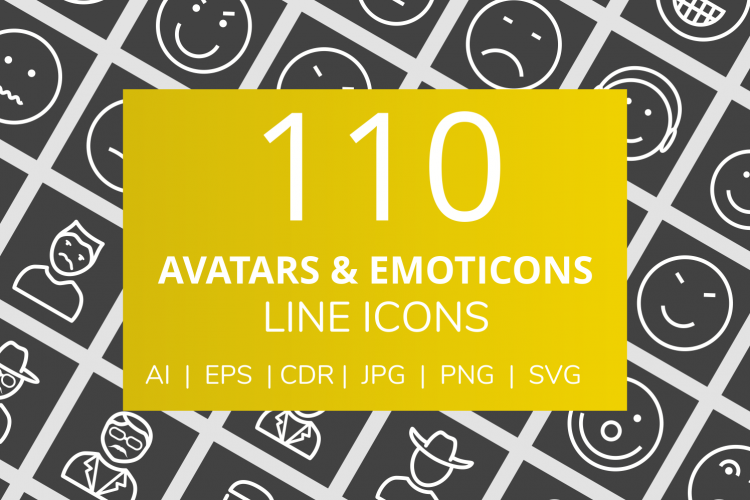 110 Avatars   Emoticons Line Inverted Icons