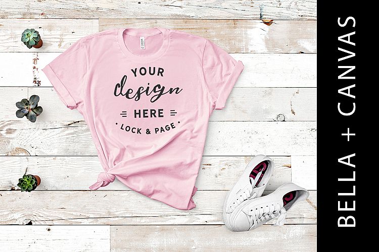 Bella Canvas 3001 Pink T-Shirt Mockup Beach House Style