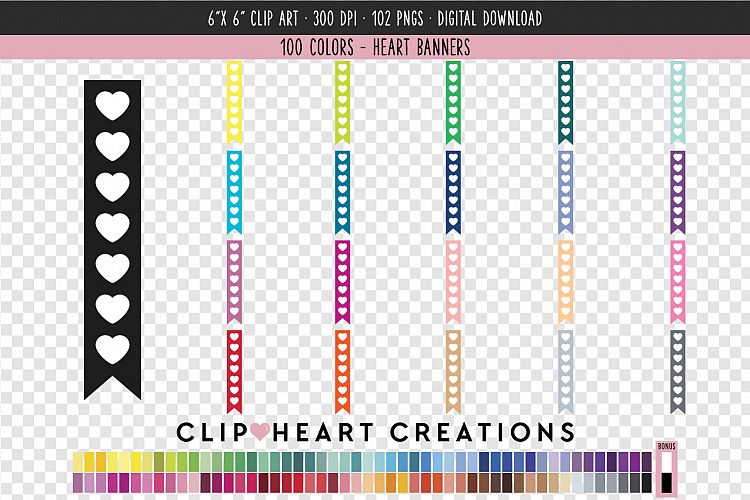 Heart Banners Clip Art - 100 Clip Art Graphics