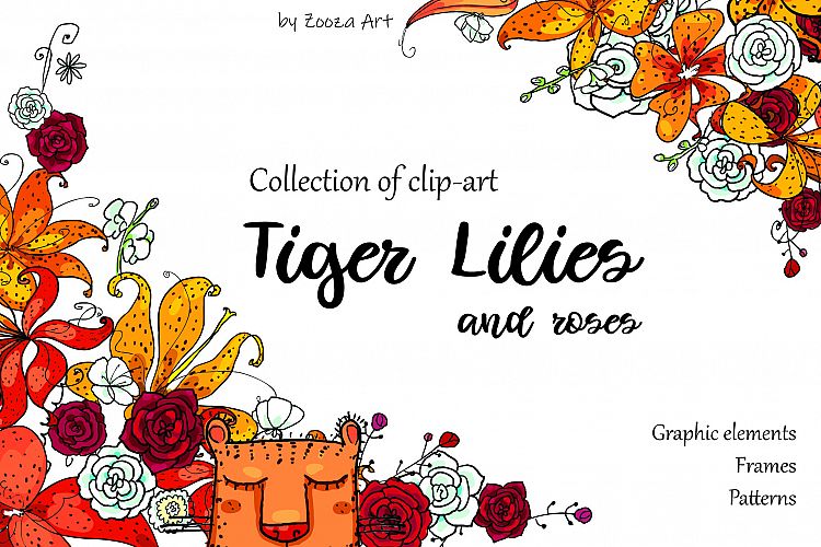 Tiger Lilies & Roses - clip-art
