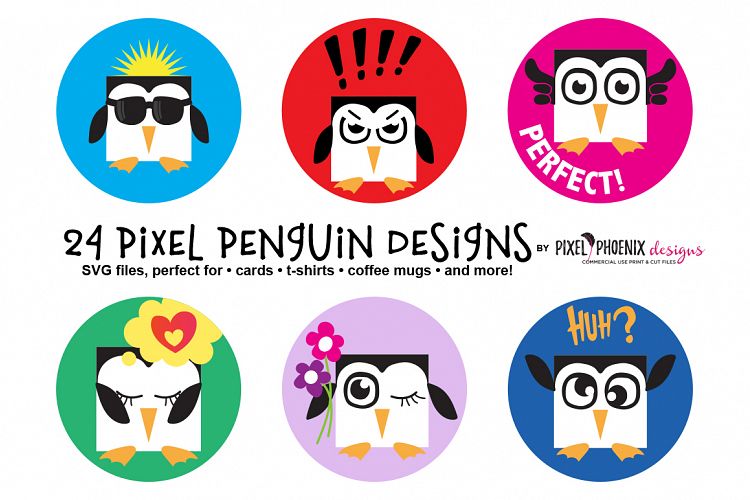 Pixel Penguin SVG DXF PNG Bundle
