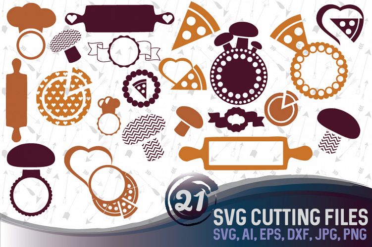 21 kitchen vector designs and monogram templates  - cutting files SVG, DXF, JPG, PNG, DWG, AI, EPS