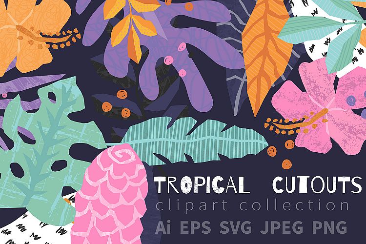 Tropical Cutouts Clipart Set- Vector and Raster .
