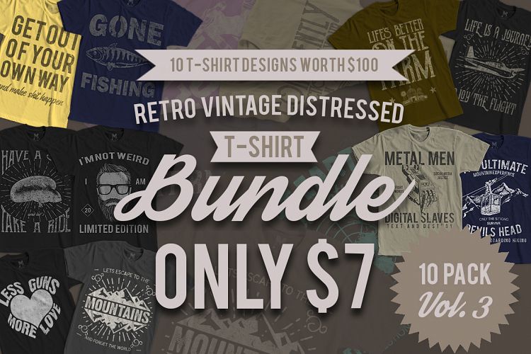 Retro Vintage T-Shirt Designs 10 Pack Vol. 3