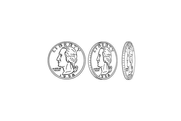 United States Dollar Coin Spinning Drawing