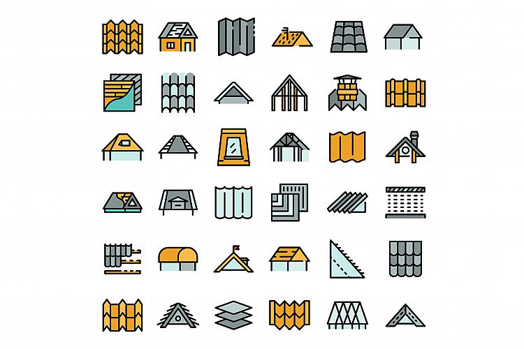Roof icons set vector flat example image 1