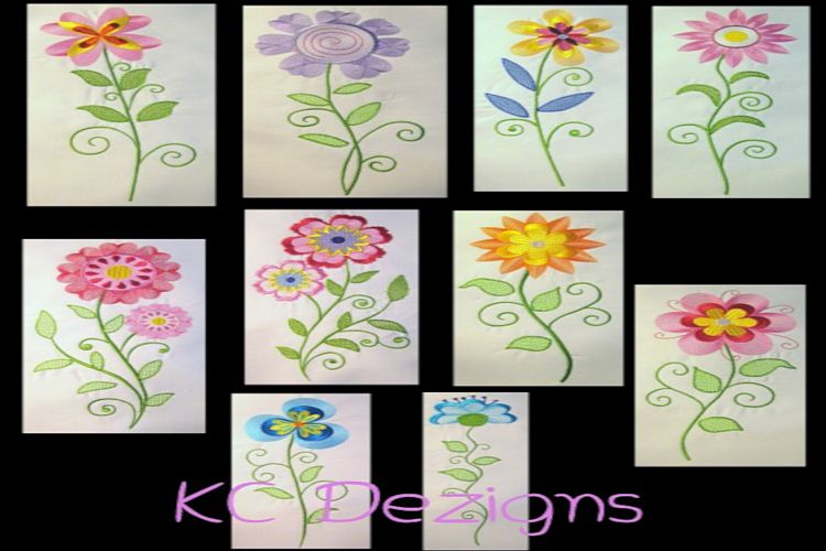 Vintage Flowers Machine Embroidery Design Set