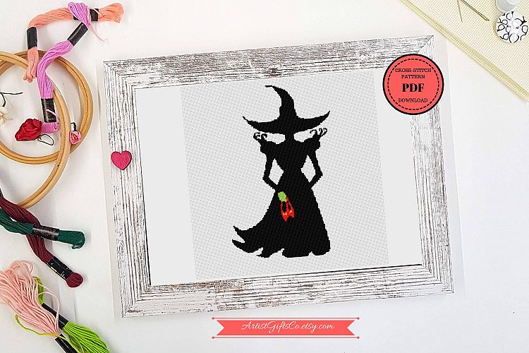 Halloween Witch Cross stitch pattern PDF FOR DOWNLOAD