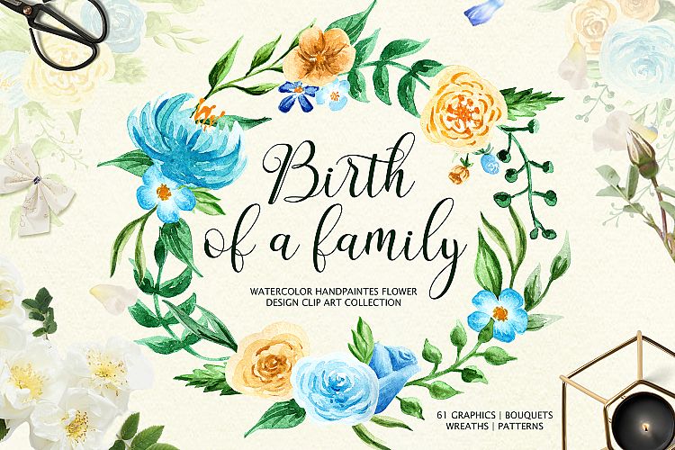 Birth of Watercolor Flower Set