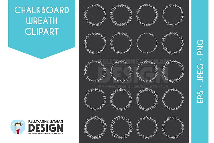 Chalkboard Digital Wreath Clipart