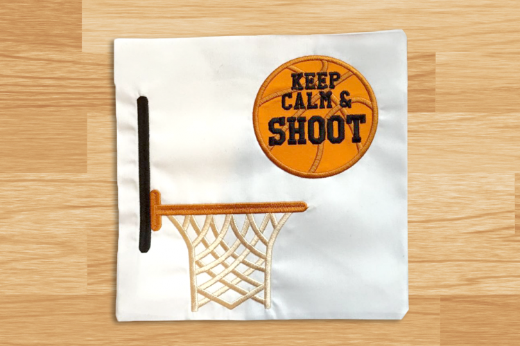 Keep Calm and Shoot Basketball Applique Embroidery Design example image 1