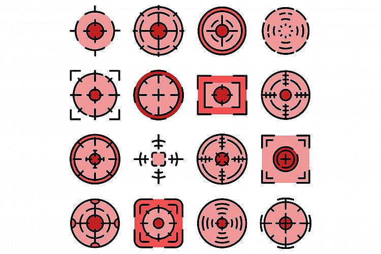 Focus icons set vector flat example image 1