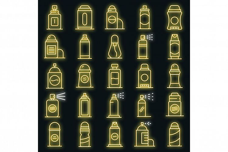 Deodorant icons set vector neon example image 1