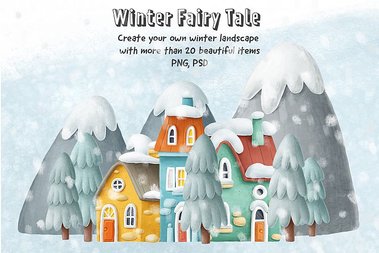 Beautiful winter set of graphics