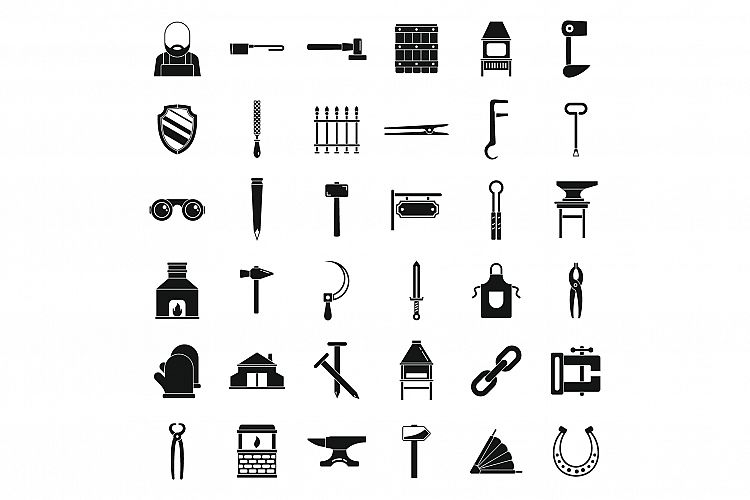 Blacksmith icons set, simple style
