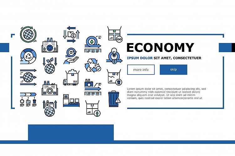 Circular And Linear Economy Model Landing Header Vector example image 1