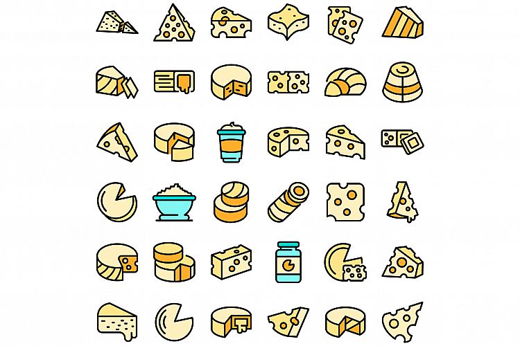 Cheese icons set vector flat example image 1