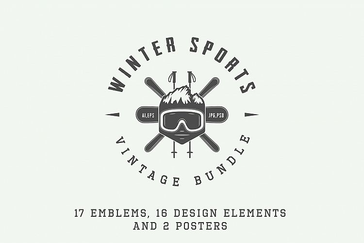 Set of vintage winter sports emblems