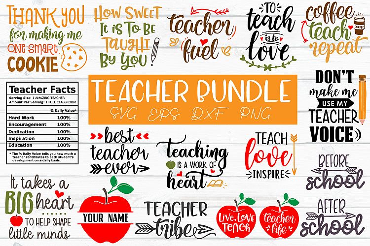 Teacher Bundle SVG, EPS, DXF, PNG