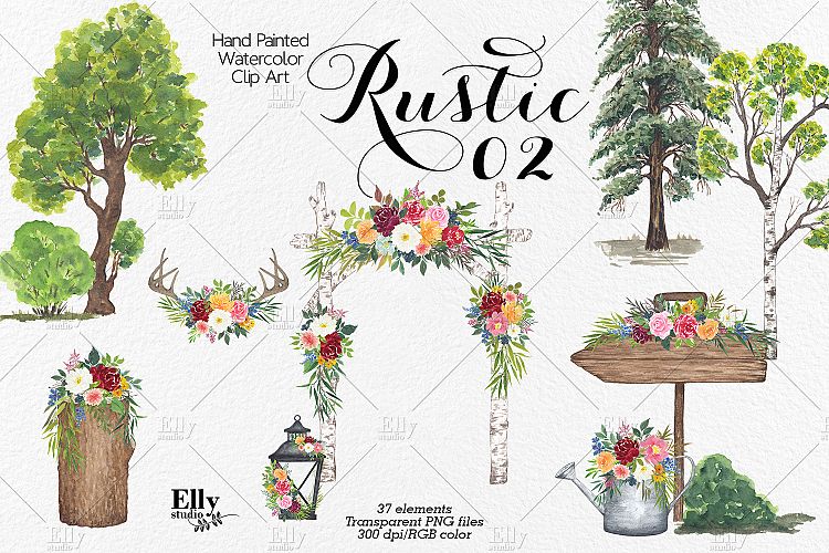 Rustic Watercolor Graphic Set