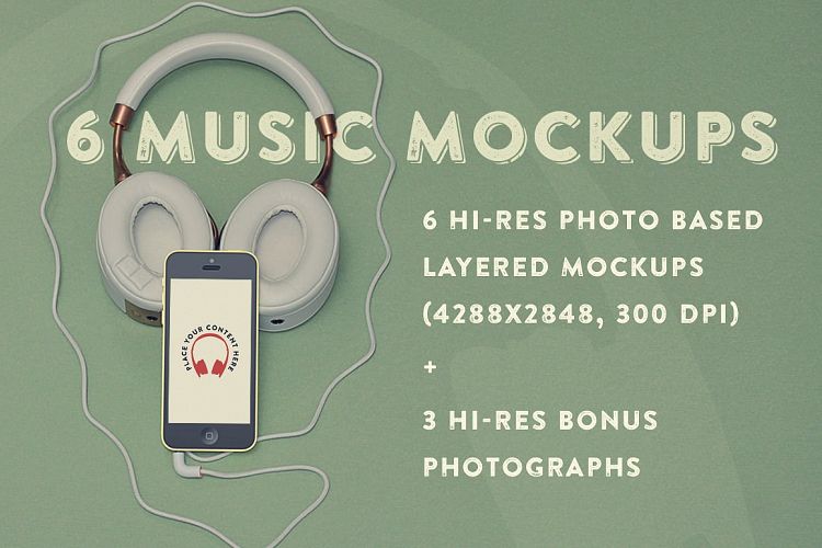6 Music Hero Mockups +3 Bonus Photos