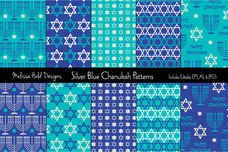 Silver Blue Chanukah Patterns