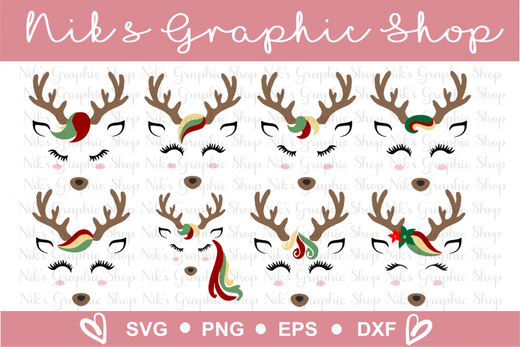 Reindeer Face Svg, Reindeer Svg, Christmas Svg, Deer Svg