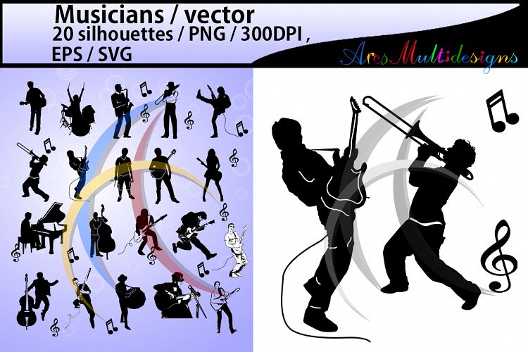 Musicians SVG / Musicians silhouette / Musicians clipart / Musicians cricut file / band silhouette scrapbook kit / music / digital file / EPS