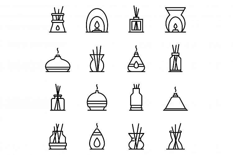 Diffuser icons set, outline style example image 1